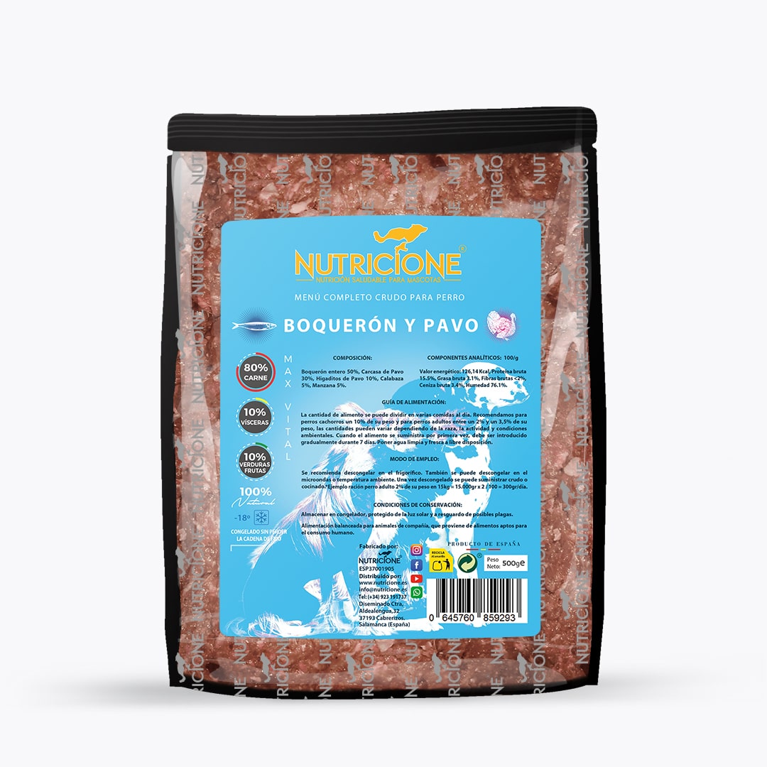Menú Barf Boquerón y Pavo Nutricione